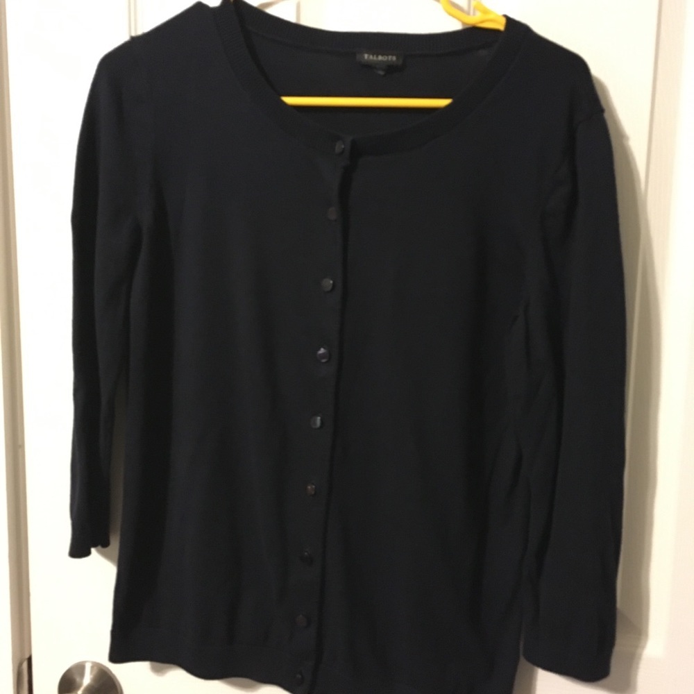 Talbots navy classic cardigan size M - Picture 2 of 6